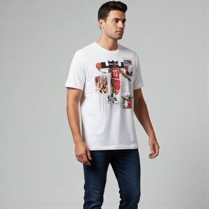 Nike LeBron James Basketball T-Shirt XL White Graphic Cotton Tee Short Sleeve